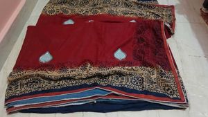 Maroon Saree with Block Print