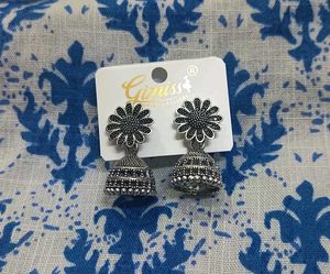 Silver Tone Jhumka Earrings