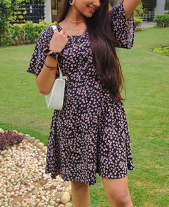 Black Floral Print Dress