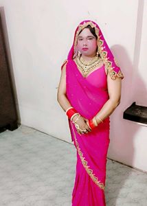 Vibrant Pink Embroidered Saree
