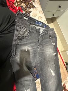 Flying Machine Stylish Distressed Black Jeans