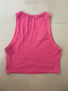 Pink Ribbed Cropped Tank Top