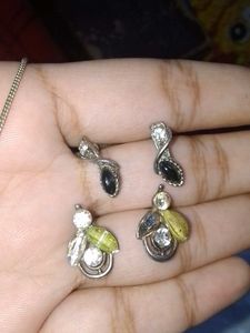 2pair Floral Pendant Necklace &amp; Earrings Set