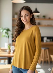 Stylish Mustard Top with Back Cutout Detail