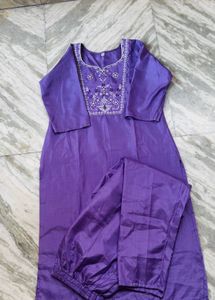 Elegant Purple Embroidered Kurta Set