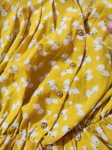 Chic Yellow Floral Print Dress