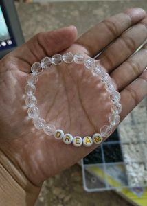 White &amp; silver Beaded Bracelet