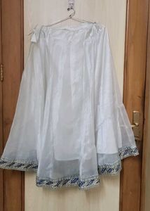 White Lehenga Skirt duppata and blouse