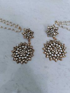 Exquisite Kundan &amp; Pearl Dangle Earrings and mangt