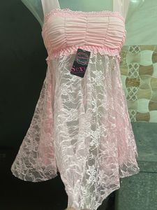 Elegant Pink Lace Babydoll