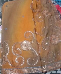 brown colour party wear saree