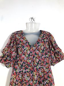 Navy Blue Floral Printed Dress (Women’s)