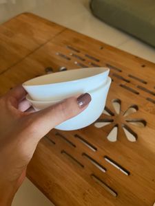 Set of 2 White Ceramic Bowls