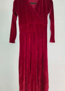 Elegant Red Velvet Dress