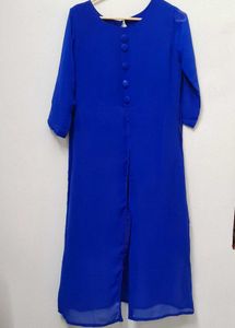 Royal Blue Kurta with Button Detail
