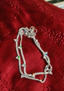 Silver Anklets with Colorful Stones