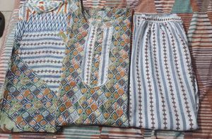 Pure cotton geomatric print suit set size 44