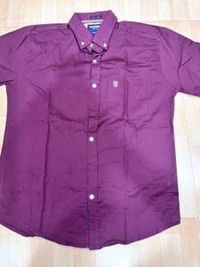 Men's Burgundy Button-Down Shirt