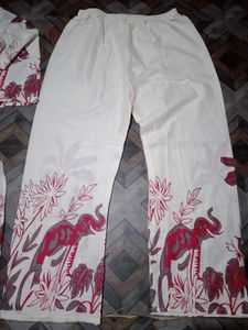 Elegant Cream Kurta Set with Elephant Print