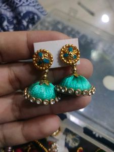 Elegant Silk Thread Jhumka Earrings