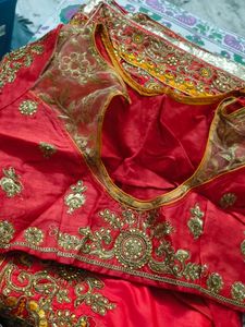 Red Embroidered Silk Saree