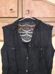 Up Down Black Net Top