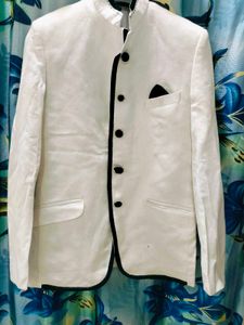 White Nehru Jacket with Black Trim