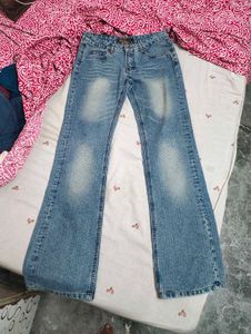Flared Blue Denim Jeans