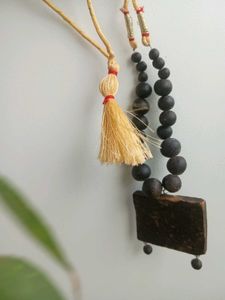 Handmade painted clay statement Necklace