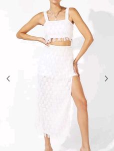 White Fringe Two-Piece Set
