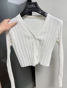 White Cropped Ribbed Cardigan