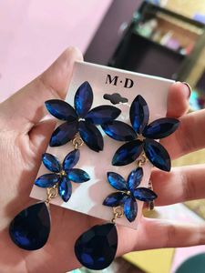 Blue Flower Drop Earrings