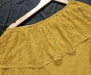 Mustard Lace Off-Shoulder Top