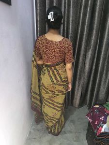 Elegant Yellow Saree with Maroon Border