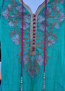 Elegant Green Anarkali Suit with Pink Dupatta