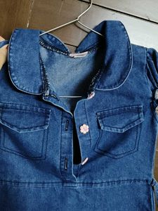 Pingpong Blue Cute Denim Dress for Girls