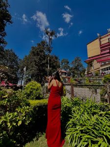 Elegant Draped Burgundy Dress