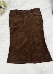Brown Corduroy Midi Skirt