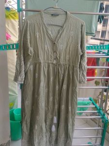 Olive Green Embroidered Kurta/dress