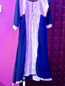 Blue and White Peacock Kurta