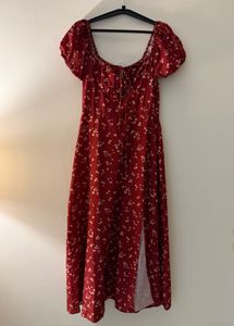 Maroon Floral Print Midi Dress | NewMe- Never used