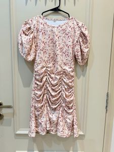 Floral Puff Sleeve Ruched Mini Dress