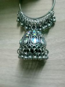 Oxidised Precious Jhumka Set