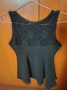 Chic Black Lace Peplum Top