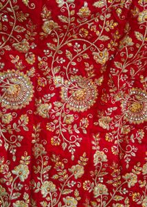 Red Embroidered Lehenga