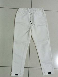 White Drawstring Waist Jeans