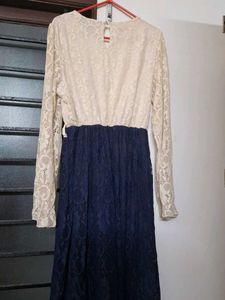 Lace maxi dress/gown with pearls collar ✨️