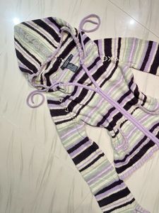 Vintage Striped Double Zip-Up Hoodie