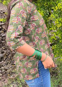 Elephant Print Cotton Top