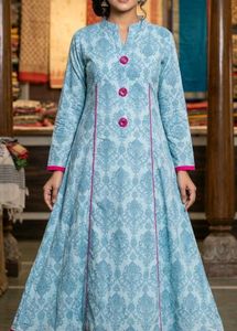 Designer A-line kurta sky blue